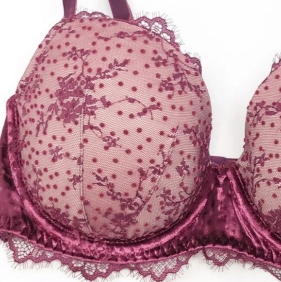 💕EUC Victoria's Secret Dream Angels Lined Demi Underwire Bra, Fushia Velour, 34 - Picture 6 of 15